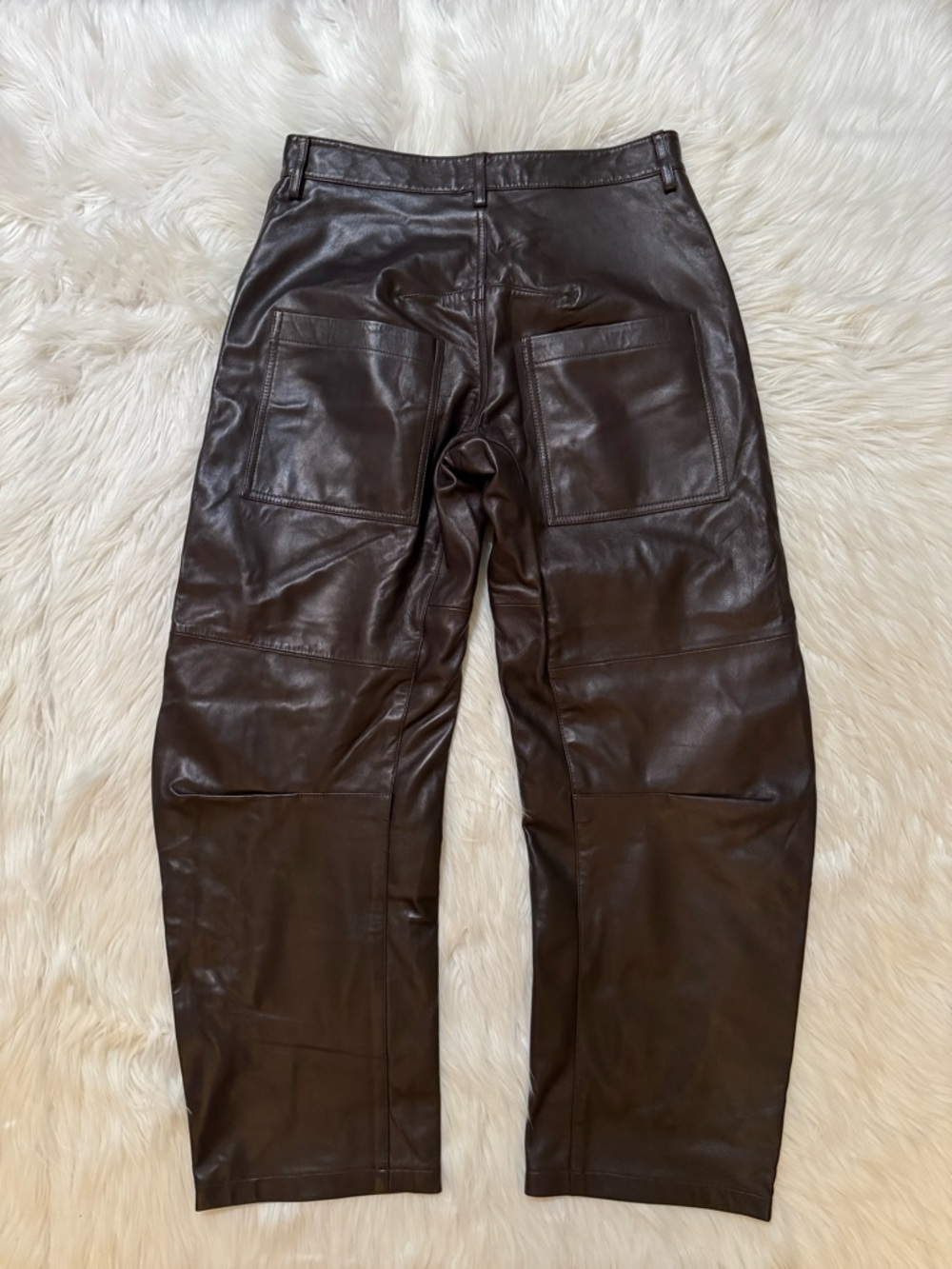 Nili Lotan Shon Leather Pants Dark Brown 4 - Picture 5 of 5
